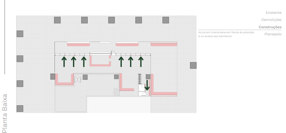 A planta baixa mostra a setorização dos espaços, incluindo salões e o bar do meio. Projeto: Ultra Arquitetura.