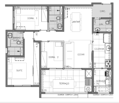 A planta original de 3 dormitórios foi adaptada para um layout mais amplo e funcional, com suíte e escritório. Projeto: Daniela Uchôas Arq. e Interiores