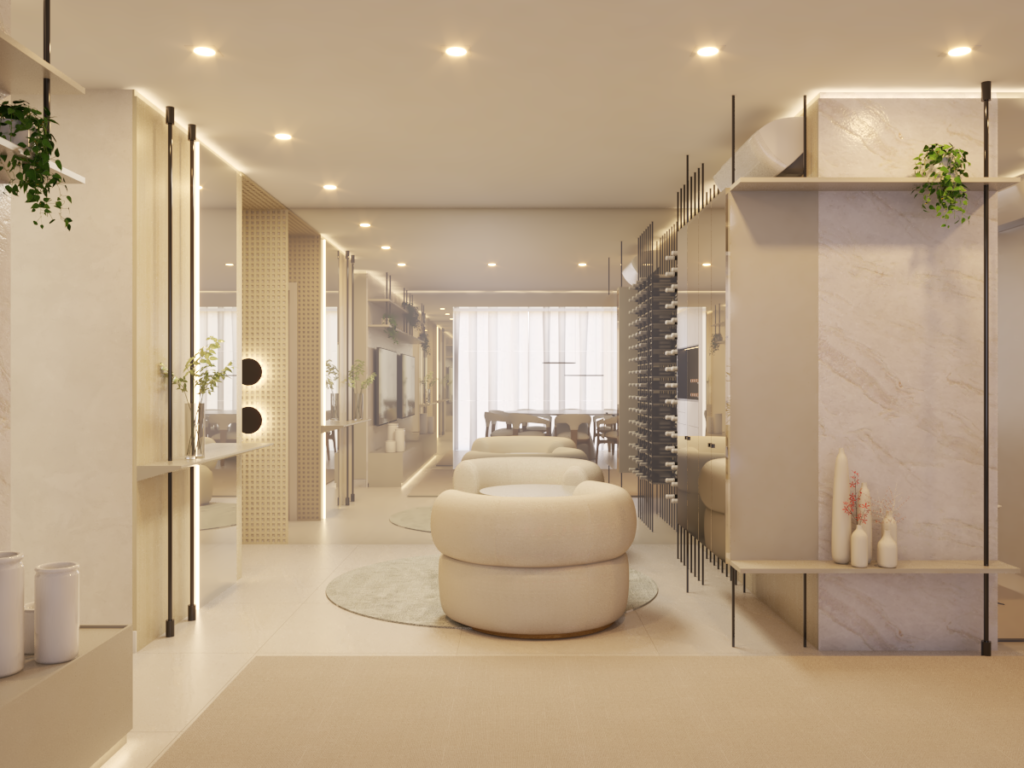 A integração dos espaços cria uma sensação de amplitude e fluidez. Projeto: Maiz Arquitetura.