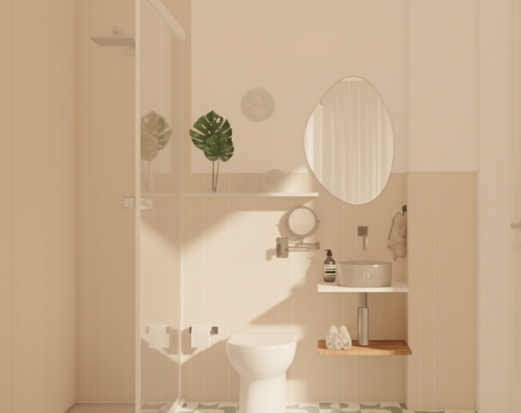 O banheiro ganhou frescor com revestimentos claros e acessórios minimalistas. Projeto: Studio Nid